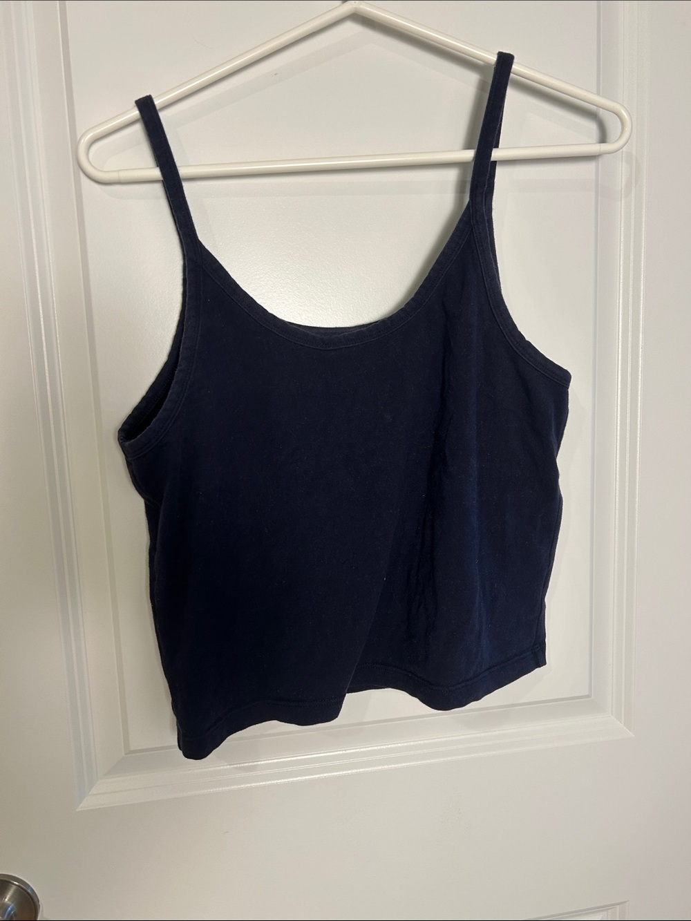ARQ Navy Slim-Strap Scoop Tank Top